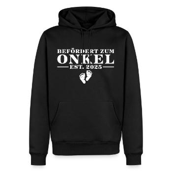 Werdender Onkel 2025 Babyparty - Männer Premium Bio Hoodie - Schwarz - Vorne - Nico (187cm)