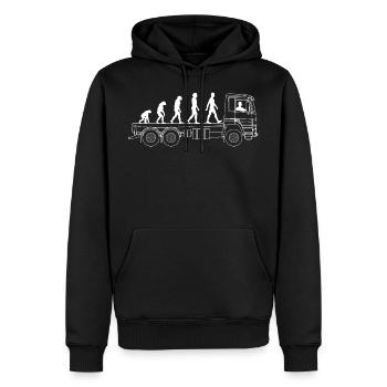 LKW Fahrer Fernfahrer Lastkraftfahrer Evolution - Männer Premium Bio Hoodie - Schwarz - Vorne - Nico (187cm)