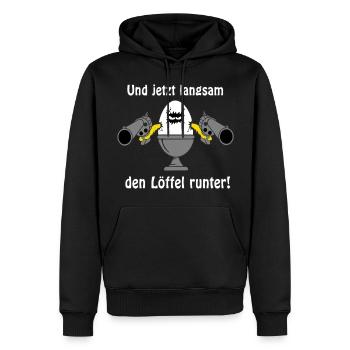 Löffel runter - Männer Premium Bio Hoodie - Schwarz - Vorne - Nico (187cm)