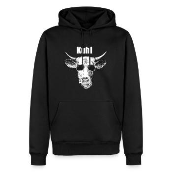 Kuhl lustiger spruch / Wortwitz Logodesign Humor - Männer Premium Bio Hoodie - Schwarz - Vorne - Nico (187cm)