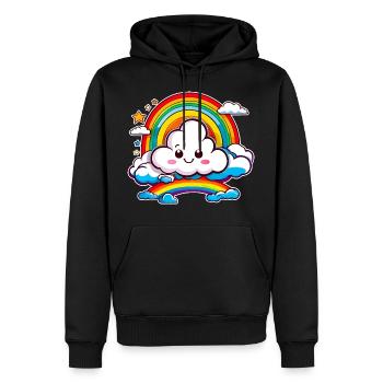 Niedliche Wolke mit Regenbogen - Männer Premium Bio Hoodie - Schwarz - Vorne - Nico (187cm)