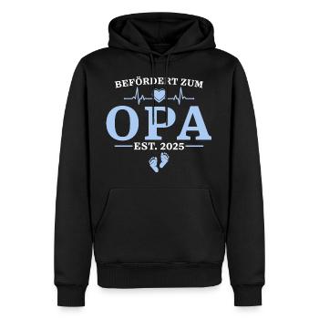 Opa est. 2025 Babyparty Geschenk - Männer Premium Bio Hoodie - Schwarz - Vorne - Nico (187cm)