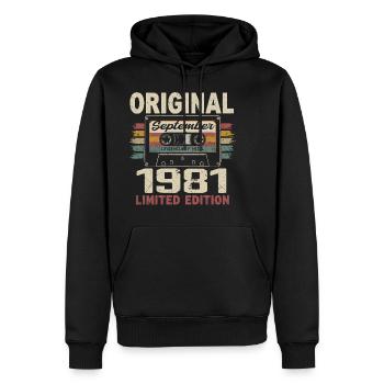 September 1981 Geburtstag, geboren im September 1981 - Männer Premium Bio Hoodie - Schwarz - Vorne - Nico (187cm)