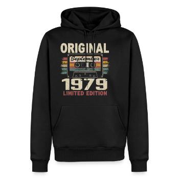 September 1979 Geburtstag, geboren im September 1979 - Männer Premium Bio Hoodie - Schwarz - Vorne - Nico (187cm)