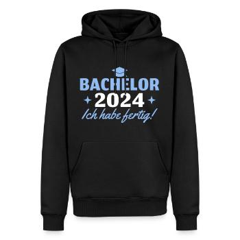Bachelor 2024 Bestandene Bachelorprüfung Abschluss - Männer Premium Bio Hoodie - Schwarz - Vorne - Nico (187cm)