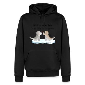 Seehunde in Love - Männer Premium Bio Hoodie - Schwarz - Vorne - Nico (187cm)