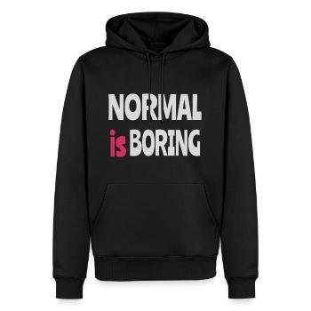 Normal ist langweilig - Männer Premium Bio Hoodie - Schwarz - Vorne - Nico (187cm)