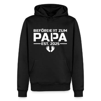 Werdender Papa 2025 - Männer Premium Bio Hoodie - Schwarz - Vorne - Nico (187cm)