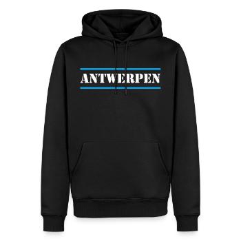 Antwerpen - Männer Premium Bio Hoodie - Schwarz - Vorne - Nico (187cm)