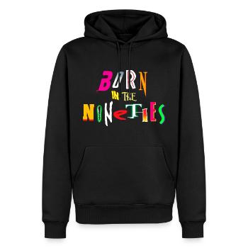 Né dans les années quatre-vingt-dix - Sweat à capuche Premium bio Homme - noir - Devant - Nico (187cm)