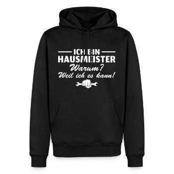Hausmeister Weil ich es kann Hauswart - Männer Premium Bio Hoodie - Schwarz - Vorne - Nico (187cm)