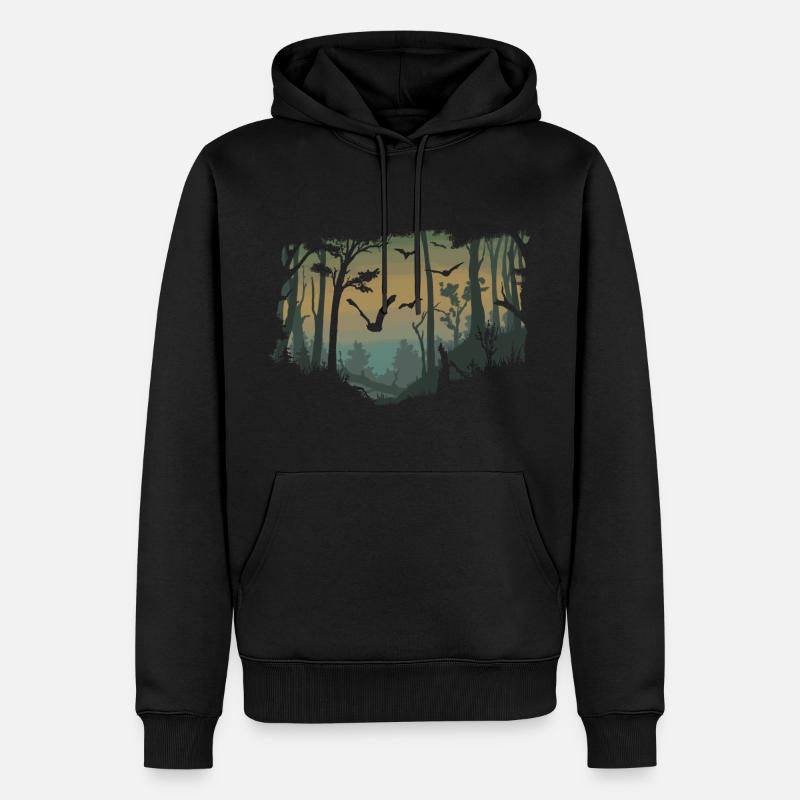 Fledermäuse im Wald - Männer Premium Bio Hoodie - Schwarz
