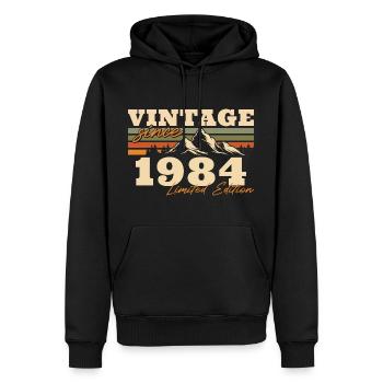 Berge Jahrgang 1984 geboren Geburtstagsgeschenk - Männer Premium Bio Hoodie - Schwarz - Vorne - Nico (187cm)