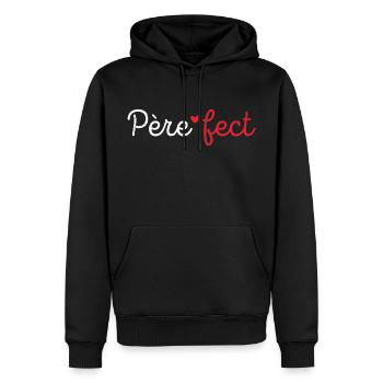 Père FECT Cadeau Fête des Pères Papa - Sweat à capuche Premium bio Homme - noir - Devant - Nico (187cm)
