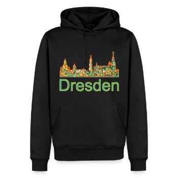 dresden e 20 - Männer Premium Bio Hoodie - Schwarz - Vorne - Nico (187cm)