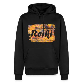 reiki schriftzug e 280 - Männer Premium Bio Hoodie - Schwarz - Vorne - Nico (187cm)