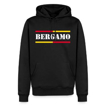 Bergamo - Männer Premium Bio Hoodie - Schwarz - Vorne - Nico (187cm)