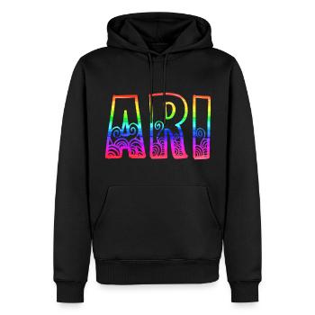 ari rs regenbogen - Männer Premium Bio Hoodie - Schwarz - Vorne - Nico (187cm)