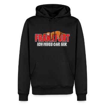 Frankfurt ich muss gar nix Faultier Heimat - Männer Premium Bio Hoodie - Schwarz - Vorne - Nico (187cm)
