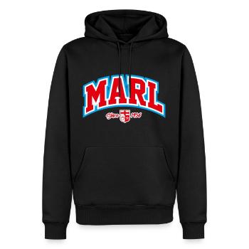 MARL - Männer Premium Bio Hoodie - Schwarz - Vorne - Nico (187cm)