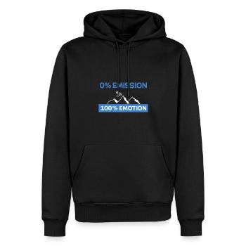 0% Emission 100% Emotion - Männer Premium Bio Hoodie - Schwarz - Vorne - Nico (187cm)