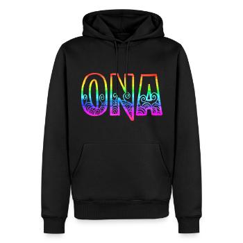 ona rs arc-en-ciel - Sweat à capuche Premium bio Homme - noir - Devant - Nico (187cm)