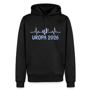 Uropa 2026 Schwangerschaftsankündigung - Männer Premium Bio Hoodie - Schwarz - Vorne - Nico (187cm)
