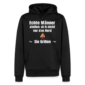 Echte Männer Grillen - Männer Premium Bio Hoodie - Schwarz - Vorne - Nico (187cm)