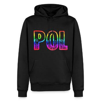 Pol RS Arc-en-ciel - Sweat à capuche Premium bio Homme - noir - Devant - Nico (187cm)