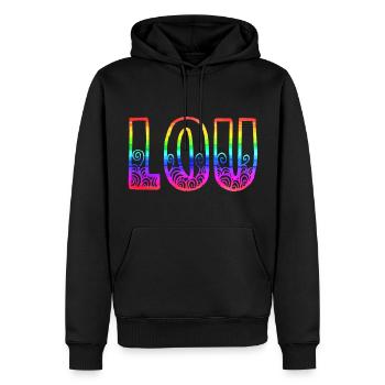 lou rs regenbogen - Männer Premium Bio Hoodie - Schwarz - Vorne - Nico (187cm)