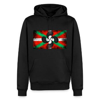 VINTAGE IKURRIÑA FLAGGE MIT LAUBURU - Männer Premium Bio Hoodie - Schwarz - Vorne - Nico (187cm)
