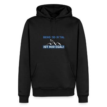 Berg oder Tal ist mir egal - Männer Premium Bio Hoodie - Schwarz - Vorne - Nico (187cm)