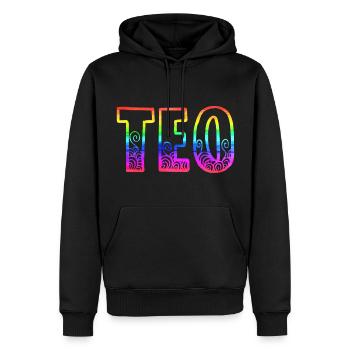 Teo RS Arc-en-ciel - Sweat à capuche Premium bio Homme - noir - Devant - Nico (187cm)