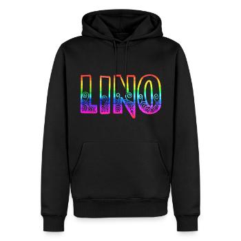 lino rs arc-en-ciel - Sweat à capuche Premium bio Homme - noir - Devant - Nico (187cm)