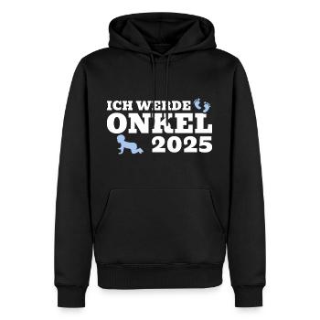 Ich werde Onkel 2025 - Männer Premium Bio Hoodie - Schwarz - Vorne - Nico (187cm)
