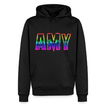 amy rs regenbogen - Männer Premium Bio Hoodie - Schwarz - Vorne - Nico (187cm)