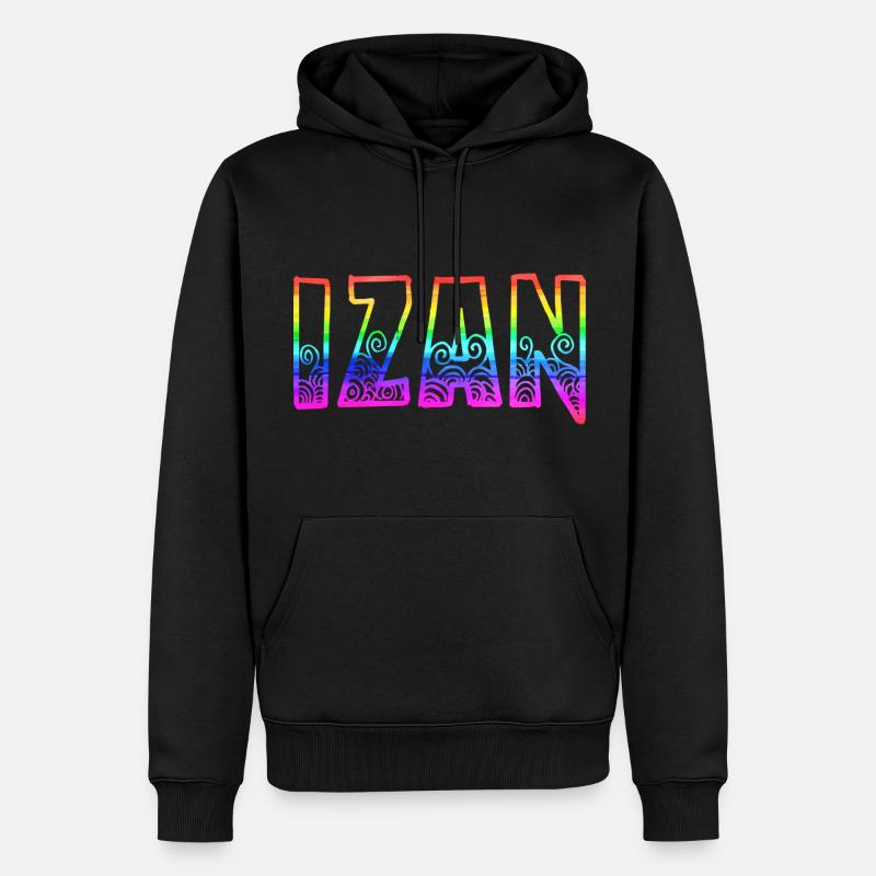 Izan RS Arc-en-ciel - Sweat à capuche Premium bio Homme - noir