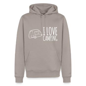 I Love Camping - Männer Premium Bio Hoodie - Taupe - Vorne - Nico (187cm)