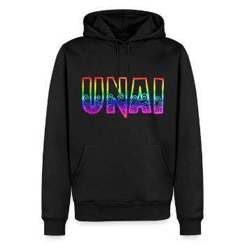 Unai RS Arc-en-ciel - Sweat à capuche Premium bio Homme - noir - Devant - Nico (187cm)