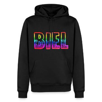 Bienne RS Arc-en-ciel - Sweat à capuche Premium bio Homme - noir - Devant - Nico (187cm)