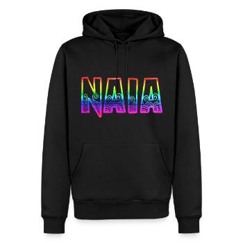 naia rs arc-en-ciel - Sweat à capuche Premium bio Homme - noir - Devant - Nico (187cm)