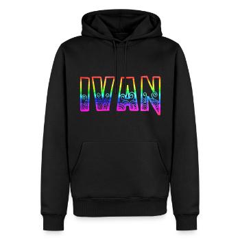 ivan rs regenbogen - Männer Premium Bio Hoodie - Schwarz - Vorne - Nico (187cm)