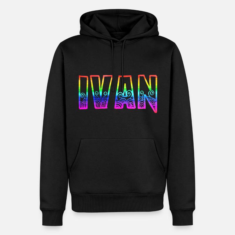 Ivan RS Arc-en-ciel - Sweat à capuche Premium bio Homme - noir