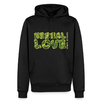 Herbal Love Mustard - Men’s Premium Organic Hoodie - black - Front - Nico (187cm)