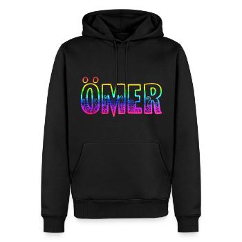 Ömer RS Arc-en-ciel - Sweat à capuche Premium bio Homme - noir - Devant - Nico (187cm)