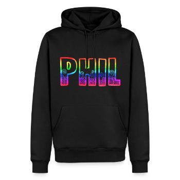 phil rs regenbogen - Männer Premium Bio Hoodie - Schwarz - Vorne - Nico (187cm)