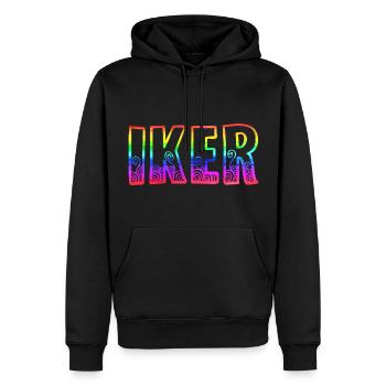 iker rs regenbogen - Männer Premium Bio Hoodie - Schwarz - Vorne - Nico (187cm)