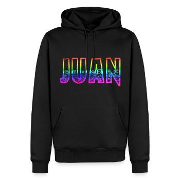 juan rs regenbogen - Männer Premium Bio Hoodie - Schwarz - Vorne - Nico (187cm)