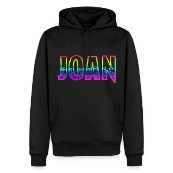 Joan RS Arc-en-ciel - Sweat à capuche Premium bio Homme - noir - Devant - Nico (187cm)