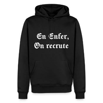 En Enfer, on recrute - Sweat à capuche Premium bio Homme - noir - Devant - Nico (187cm)